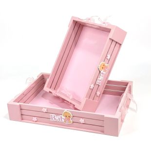 Elegant Wooden Fruit Basket Design Baby Girl Shower Tray 2Pcs