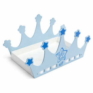 Elegant Wooden Royal Crown Design Baby Boy Shower Tray