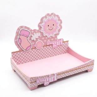 Elegant Wooden Sun Design Baby Girl Shower Tray