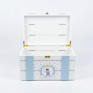 Elegant Wooden Treasure Chest Design Baby Boy Shower Tray