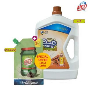 مطهر ومنظف الارضيات 3 لتر + سوبر جل 500 جرام (رائحة العود) من Med