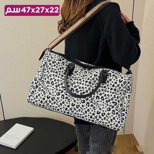 حقيبة كتف بتصميم Leopard من الجلد - 47 × 27 × 22 سم