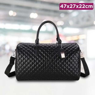 Embroidered Leather Shoulder Bag - 47 x 27 x 22 cm