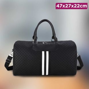 Stripe Leather Shoulder Bag - 47 x 27 x 22 cm