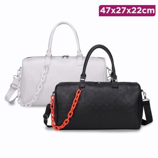 Chain Leather Shoulder Bag - 47 x 27 x 22 cm