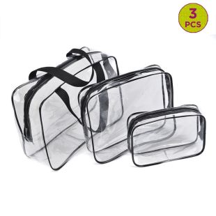 Transparent Waterproof Makeup and Hygiene Bag 3Pcs Set
