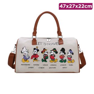 White Mickey Leather Shoulder Bag - 47 x 27 x 22 cm