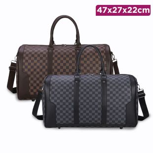 Grid Leather Shoulder Bag - 47 x 27 x 22 cm