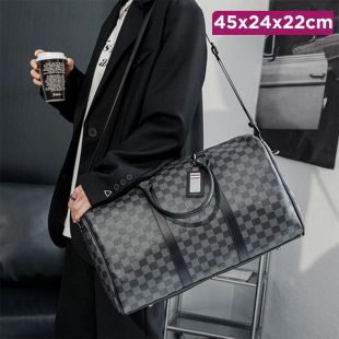 Grid Leather Shoulder Bag - 45 x 24 x 22 cm