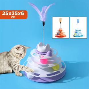 4 Level Turntable Toy with Feather for Pet Cats