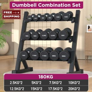 Professional Men’s Dumbbell Combination Set 180KG with Rack