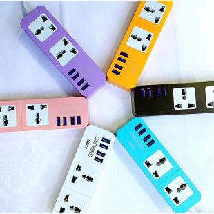 وصلة اشتراك كهربائية 4 منفذ USB - الوان متنوعة