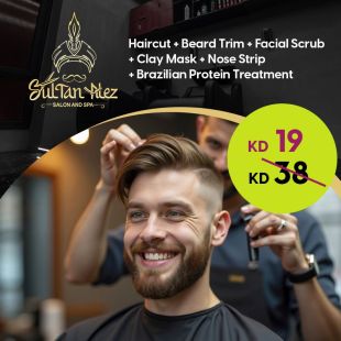 Haircut + Beard Shave + Facial Scrub from Sultan Alez Salon & Spa