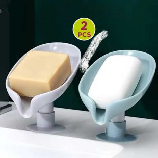 Self Draining Leaf-Shaped Soap Holder with Suction Cup