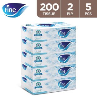 Fine Classic Facial Tissues 200 x 2 ply (5 Pieces)
