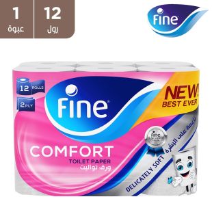 مناديل تواليت كومفورت 140 منديل طبقتين - 12 لفة من Fine