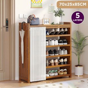 Foldable 5 Tiers Bamboo Shoe Rack
