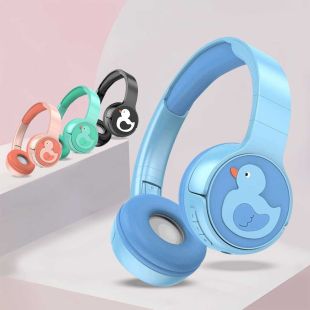 سماعات رأس بلوتوث لاسلكية قابلة للطي تصميم بطة للأطفال