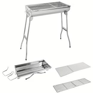 شواية قابلة للطي من الستانلس ستيل 70 × 33 × 73 سم