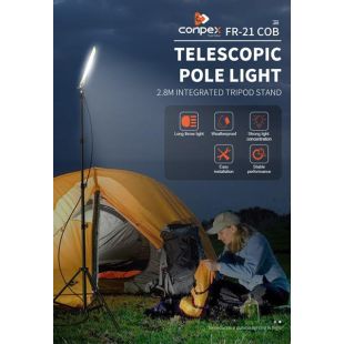 مصباح تخييم تلسكوبي LED بقوة 27 واط مع ريموت