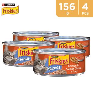 Friskies Savory Shreds Chicken & Salmon Wet Cat Food 4 x 156g