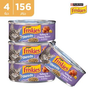 طعام القطط شرائح لحم الديك الرومي والجبن 4 × 156 جرام من Friskies