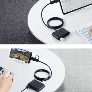 موزع USB إلى 4 منافذ 3.0 USB  مع محول Type-C طول 1 متر من UGREEN
