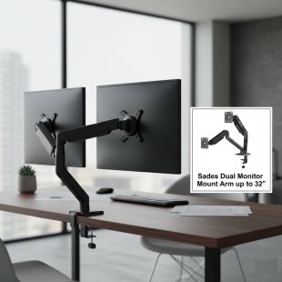 ذراع مزدوج لشاشات الكمبيوتر حتى 32 بوصة من Sades