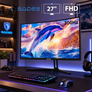 شاشة ألعاب FS-Dolphin منحنية FHD قياس 27 بوصة بتردد 300 هرتز وسرعة استجابة 0.5 مللي ثانية من Sades