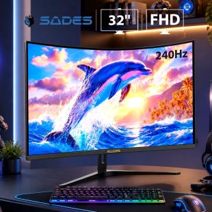 شاشة ألعاب FS-Dolphin منحنية FHD قياس 32 بوصة بتردد 240 هرتز وسرعة استجابة 0.5 مللي ثانية من Sades