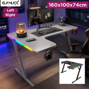 L-Shaped RGB Gaming Desk with Mousepad 160 × 100 × 74 cm by Gamax