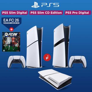 جهاز بلايستيشن 5 سعة 825 جيجابايت مع قسيمة EA FC 26 (PS5 Slim CD ، PS5 Slim Digital أو PS5 Pro)