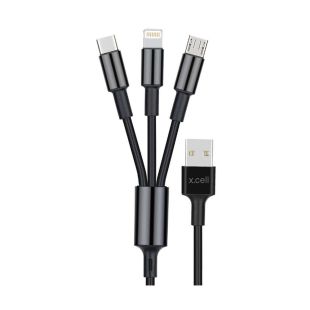 3-in-1 Charging Cable USB-A to Micro USB, USB-C and Lightning 1.5m by X.Cell