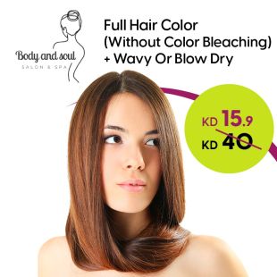 Full Hair Color (Without Bleaching) + Wavy Styling or Blow-Dry at Body And Soul Salon & Spa