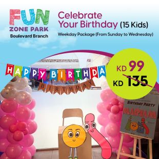 Celebrate your Kids Birthday Party for 15 Kids at -FUN Zone
