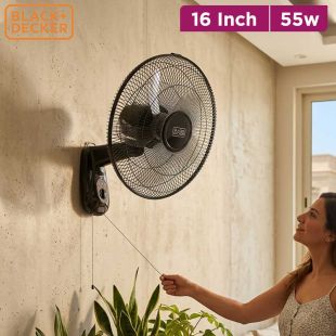 Black+Decker 16 Inch Wall Fan 55W 3 Speed