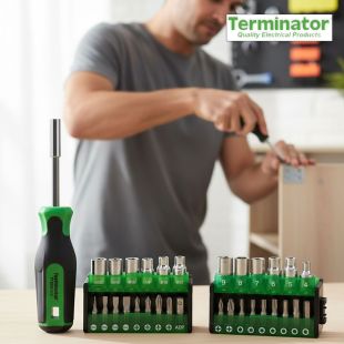 طقم مفكات احترافي مع قاعدة رؤوس 31 قطعة من Terminator