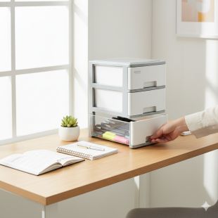 Plastic Desktop Organizer with 3 Drawers