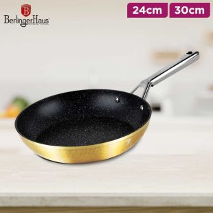Hammered Fry Pan With Stainless Steel Handle - Gold by Berlinger Haus