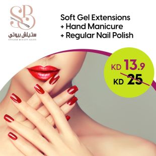 Soft Gel + Hand Manicure + Dye at stylish Bueaty Salon