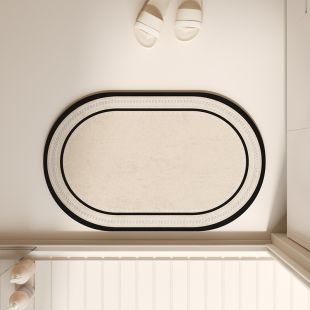 سجادة حمام بتصميم Geometric Lines Ellipse غير قابلة للانزلاق وسريعة الجفاف