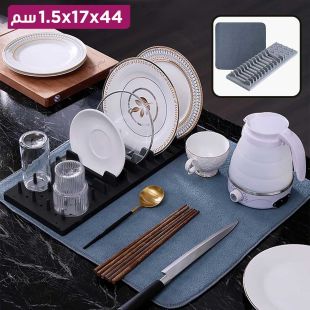 رف تجفيف الأطباق 2 في 1 لطاولة المطبخ