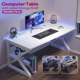 Computer Table with Lower Storage Shelf