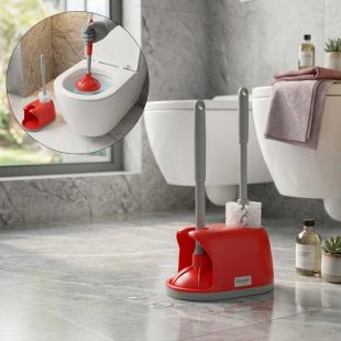 طقم فرشاة ومكبس المرحاض مع ستاند تخزين