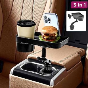 3 in 1 Car Cup Holder with Dining Table and Phone Stand