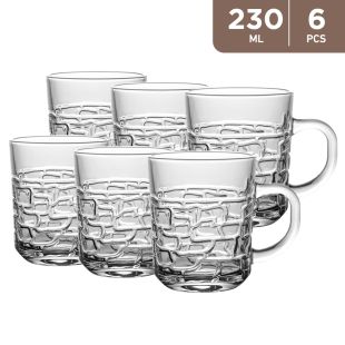 Glass 230ml Tea Mug - 6 PCs