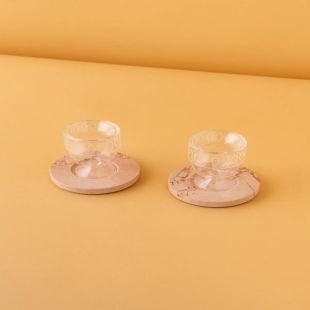 طقم أكواب قهوة 2 قطعة بجدار مزدوج مع صحون من Waba