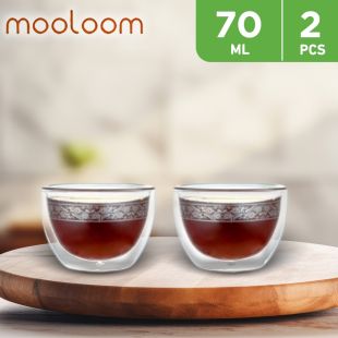 Handmade Double Wall Glass Coffee Cup 2 x 70 ml by Mooloom