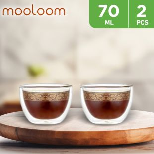 Handmade Double Wall Glass Coffee Cup 2x70 ml by Mooloom