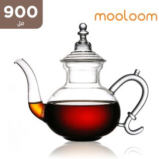 غلاية شاي مصنوعة يدوياً مزدوجة الجدار من زجاج البوروسيليكات 900 مل من Mooloom